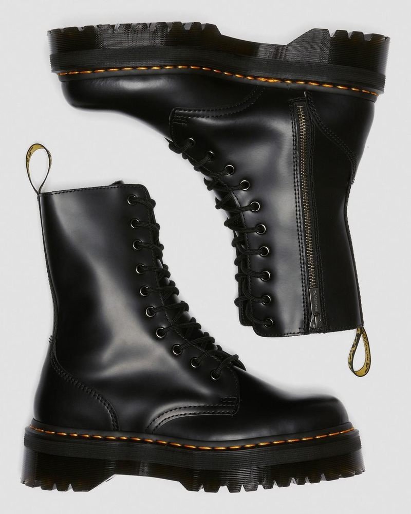 Botas de Plataforma Dr Martens Jadon Hi Boot Smooth Cuero Platforms (Polished Smooth) Negras | UB65-R4BU