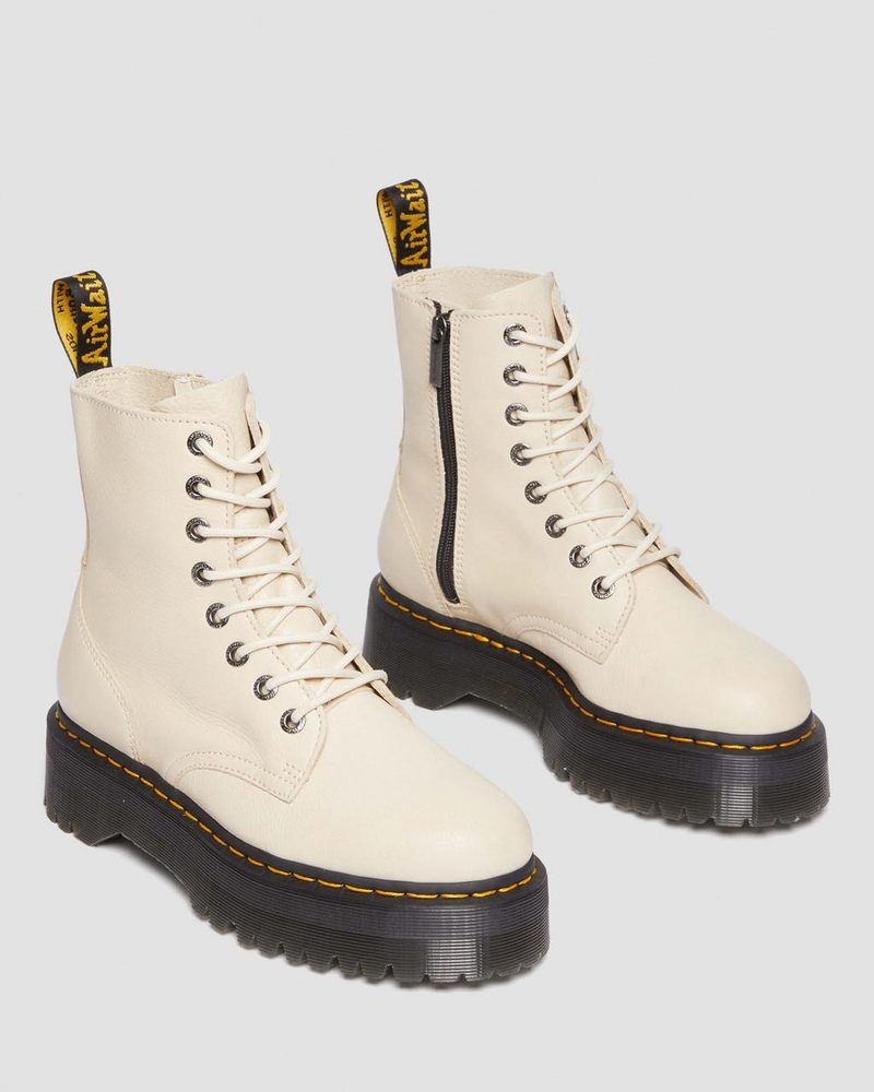 Botas de Plataforma Dr Martens Jadon III Boot Pisa Cuero Platforms (Pisa) Beige | FA85-Q1CZ