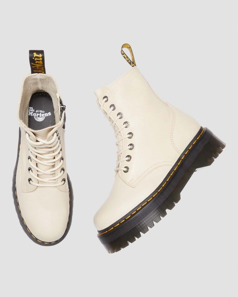 Botas de Plataforma Dr Martens Jadon III Boot Pisa Cuero Platforms (Pisa) Beige | FA85-Q1CZ