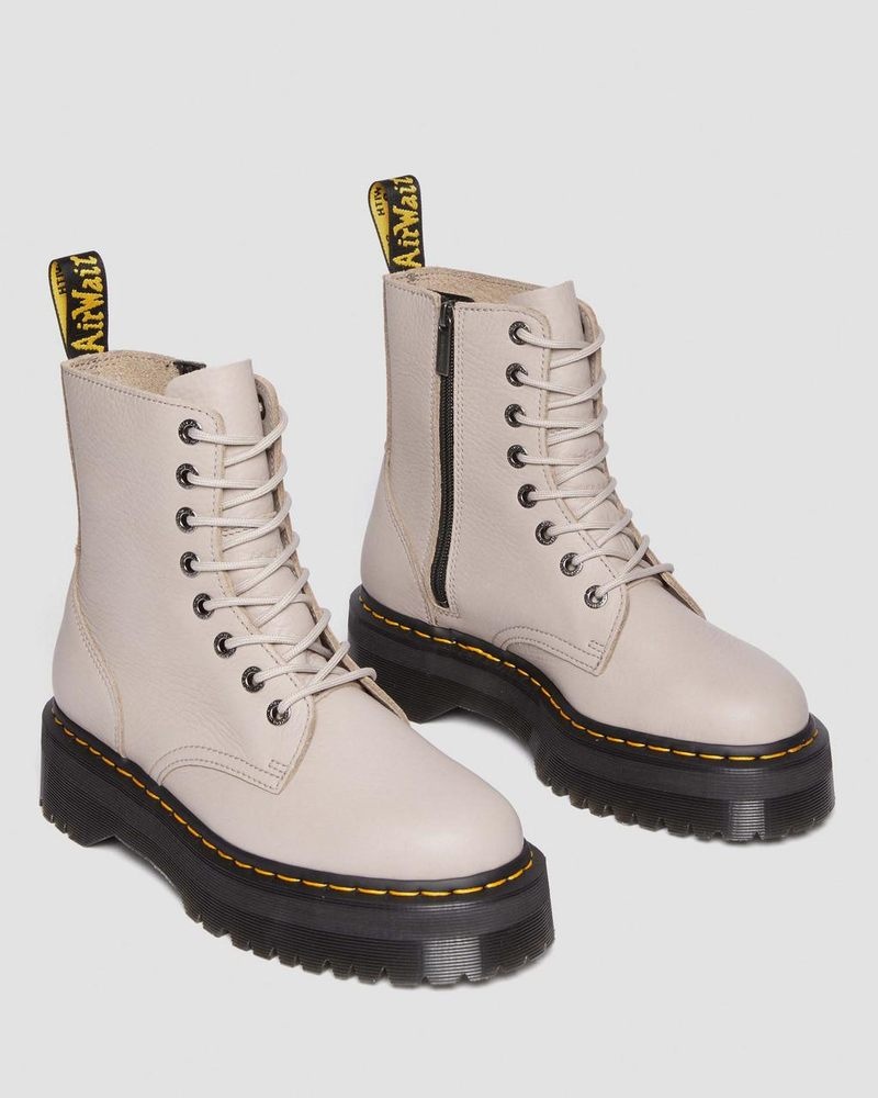 Botas de Plataforma Dr Martens Jadon III Boot Pisa Cuero Platforms (Pisa) Vintage Taupe | VQ66-X9YI