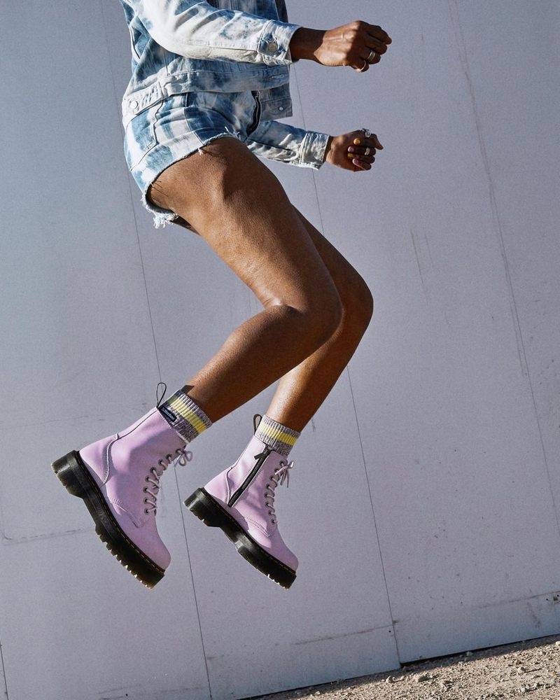 Botas de Plataforma Dr Martens Jadon III Boot Pisa Cuero Platforms (Pisa) Lilac | ER92-T9IU