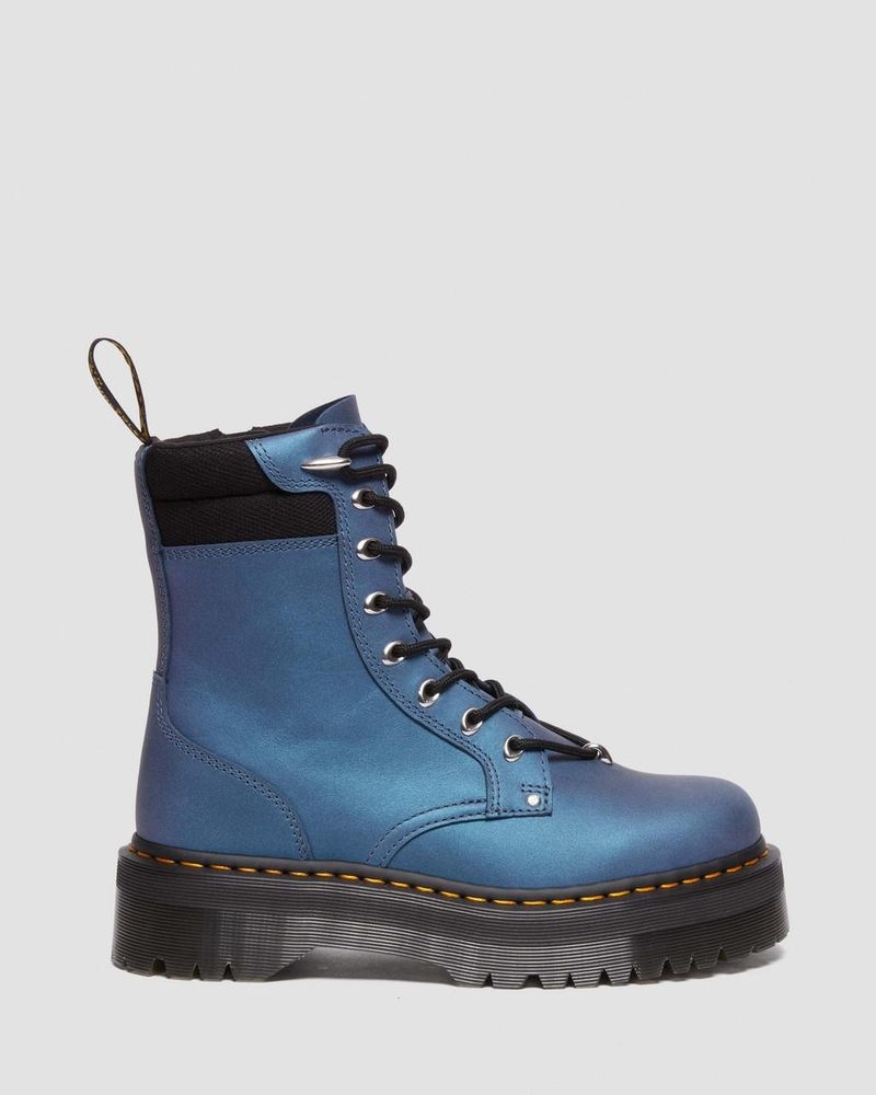 Botas de Plataforma Dr Martens Jadon II Boot Hardware Pull Up Cuero Platforms (Pull Up Shift) Azules Oscuro | VV64-N2NM