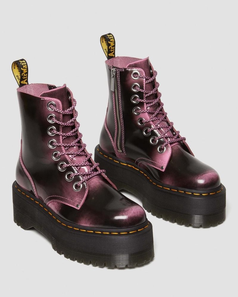 Botas de Plataforma Dr Martens Jadon Max Boot Distressed Cuero Platforms (Arcadia) Rosas | ZV71-G1VJ