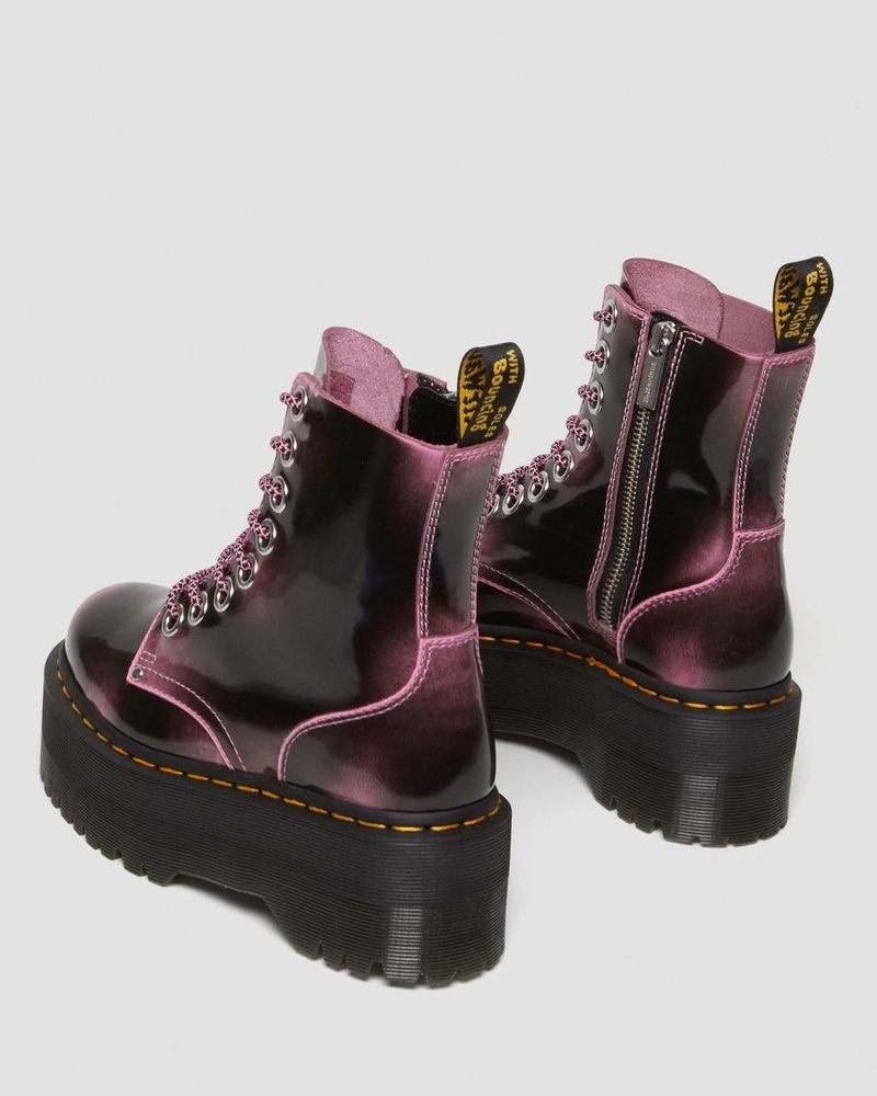 Botas de Plataforma Dr Martens Jadon Max Boot Distressed Cuero Platforms (Arcadia) Rosas | ZV71-G1VJ