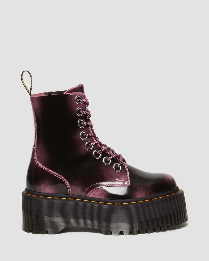 Botas de Plataforma Dr Martens Jadon Max Boot Distressed Cuero Platforms (Arcadia) Rosas | ZV71-G1VJ