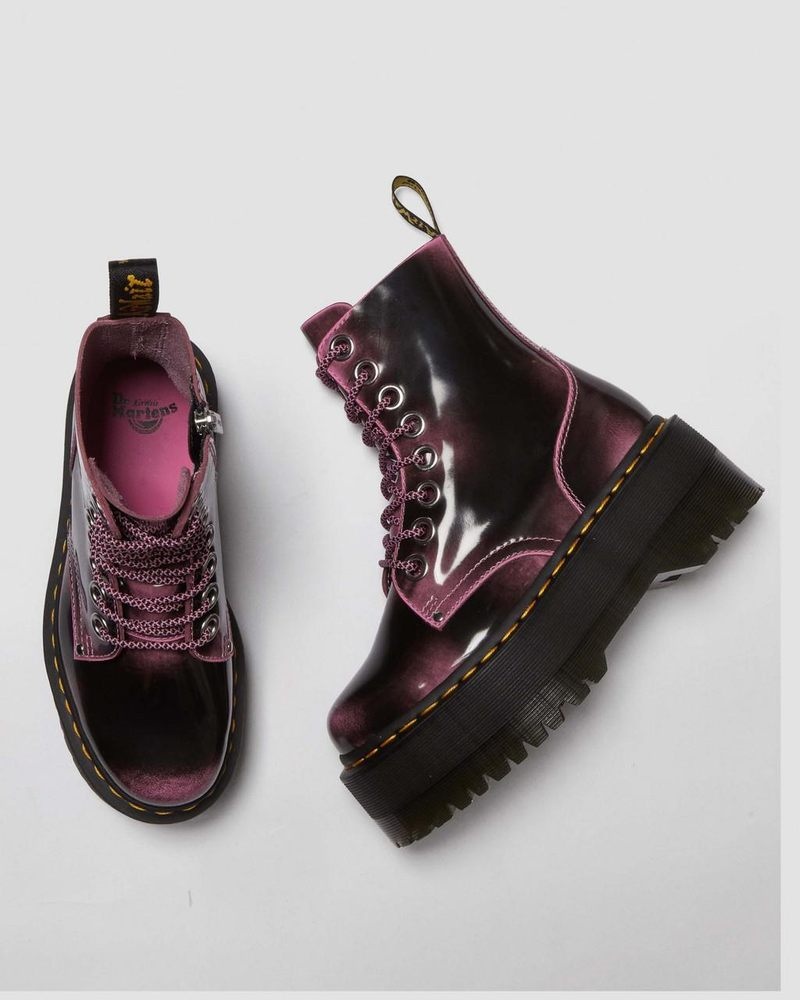 Botas de Plataforma Dr Martens Jadon Max Boot Distressed Cuero Platforms (Arcadia) Rosas | ZV71-G1VJ