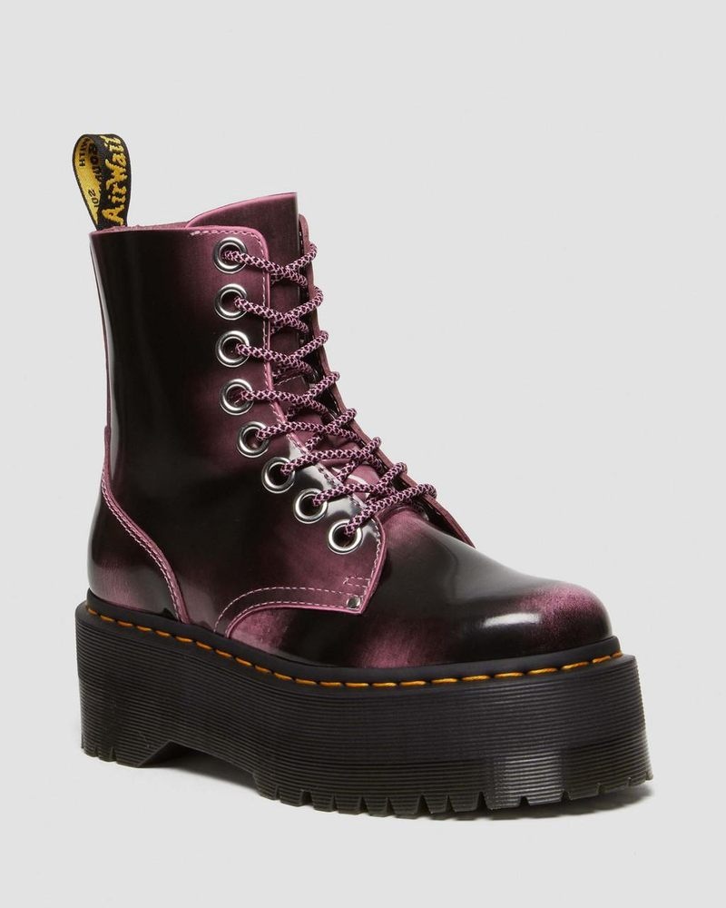 Botas de Plataforma Dr Martens Jadon Max Boot Distressed Cuero Platforms (Arcadia) Rosas | ZV71-G1VJ