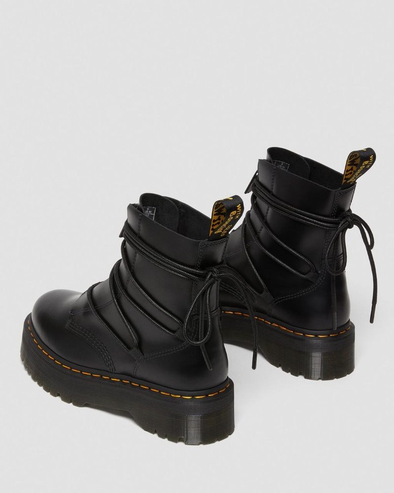 Botas de Plataforma Dr Martens Jarrick II Laced Cuero Plataforma Boots (Smooth+Paris) Negras | IZ28-B3ZT