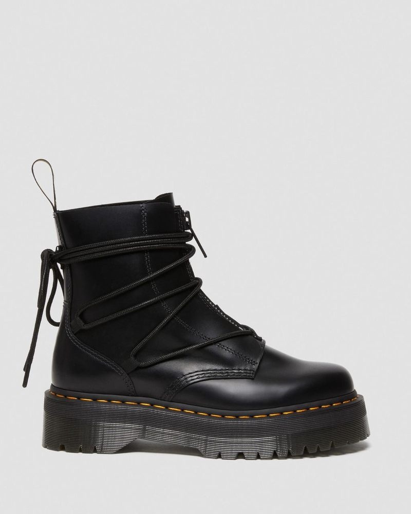 Botas de Plataforma Dr Martens Jarrick II Laced Cuero Plataforma Boots (Smooth+Paris) Negras | IZ28-B3ZT