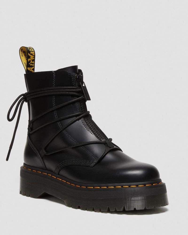 Botas de Plataforma Dr Martens Jarrick II Laced Cuero Plataforma Boots (Smooth+Paris) Negras | IZ28-B3ZT