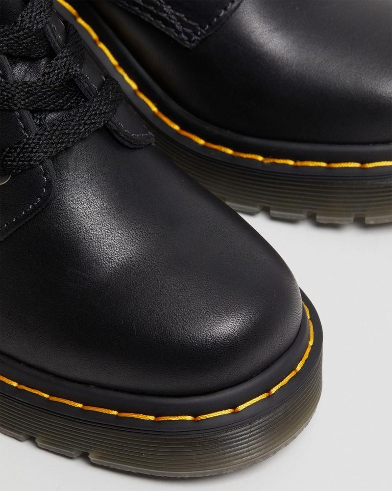 Botas de Plataforma Dr Martens Jesy Sendal Cuero Encaje Up Flared Heel Boots (Sendal) Negras | VQ17-X0AZ