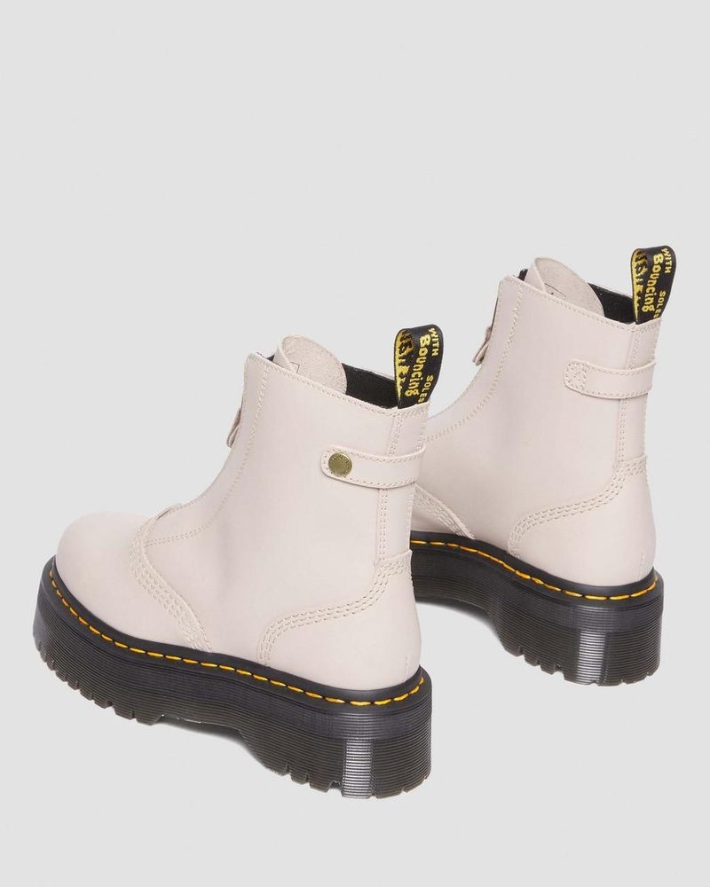 Botas de Plataforma Dr Martens Jetta Zipped Sendal Cuero Plataforma Boots (Sendal) Vintage Taupe | AT83-H9FM