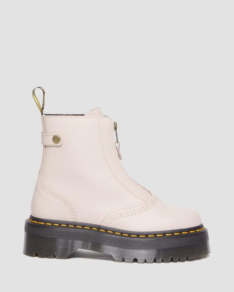 Botas de Plataforma Dr Martens Jetta Zipped Sendal Cuero Plataforma Boots (Sendal) Vintage Taupe | AT83-H9FM