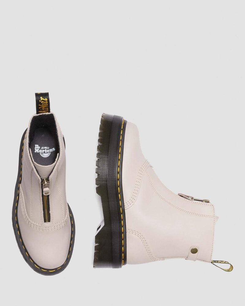 Botas de Plataforma Dr Martens Jetta Zipped Sendal Cuero Plataforma Boots (Sendal) Vintage Taupe | AT83-H9FM