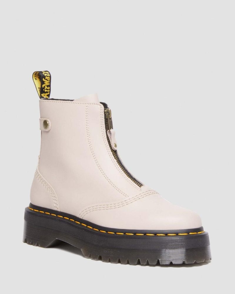 Botas de Plataforma Dr Martens Jetta Zipped Sendal Cuero Plataforma Boots (Sendal) Vintage Taupe | AT83-H9FM