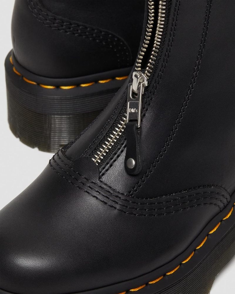 Botas de Plataforma Dr Martens Jetta Zipped Sendal Cuero Plataforma Boots (Sendal) Negras | FJ86-F4JZ