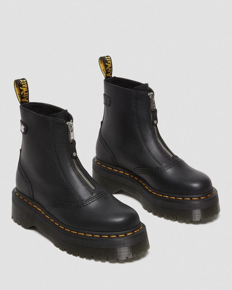 Botas de Plataforma Dr Martens Jetta Zipped Sendal Cuero Plataforma Boots (Sendal) Negras | FJ86-F4JZ