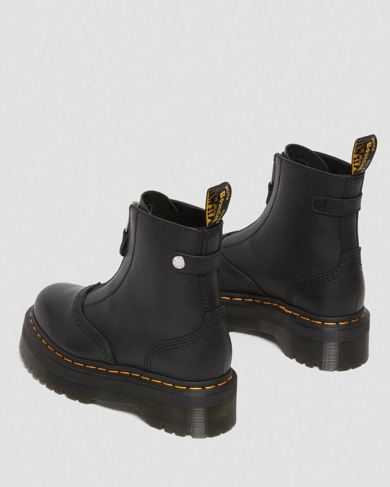 Botas de Plataforma Dr Martens Jetta Zipped Sendal Cuero Plataforma Boots (Sendal) Negras | FJ86-F4JZ