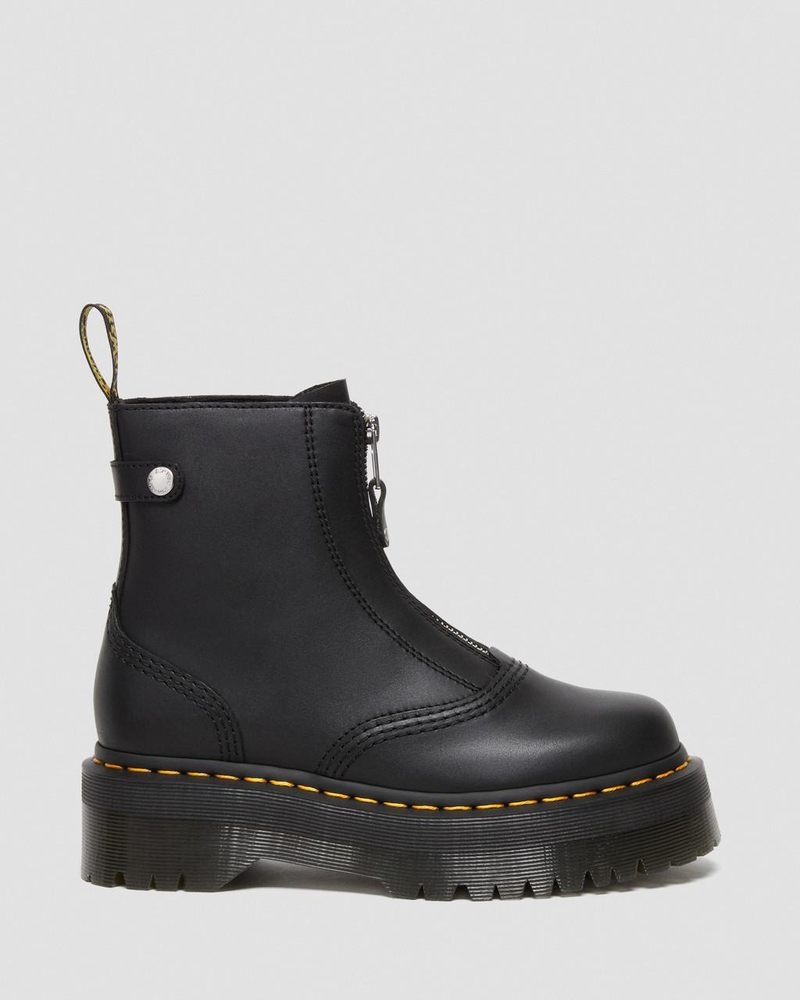 Botas de Plataforma Dr Martens Jetta Zipped Sendal Cuero Plataforma Boots (Sendal) Negras | FJ86-F4JZ