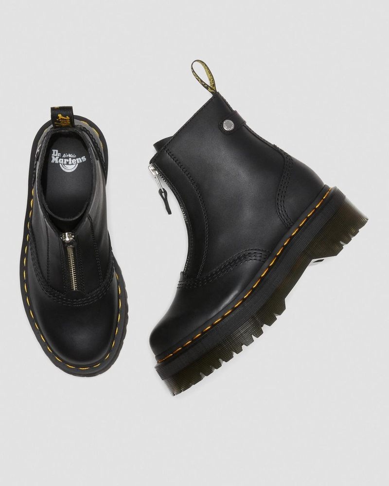 Botas de Plataforma Dr Martens Jetta Zipped Sendal Cuero Plataforma Boots (Sendal) Negras | FJ86-F4JZ