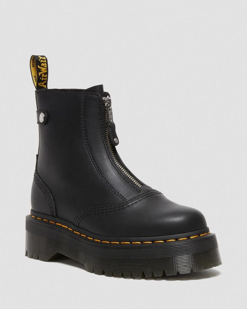 Botas de Plataforma Dr Martens Jetta Zipped Sendal Cuero Plataforma Boots (Sendal) Negras | FJ86-F4JZ