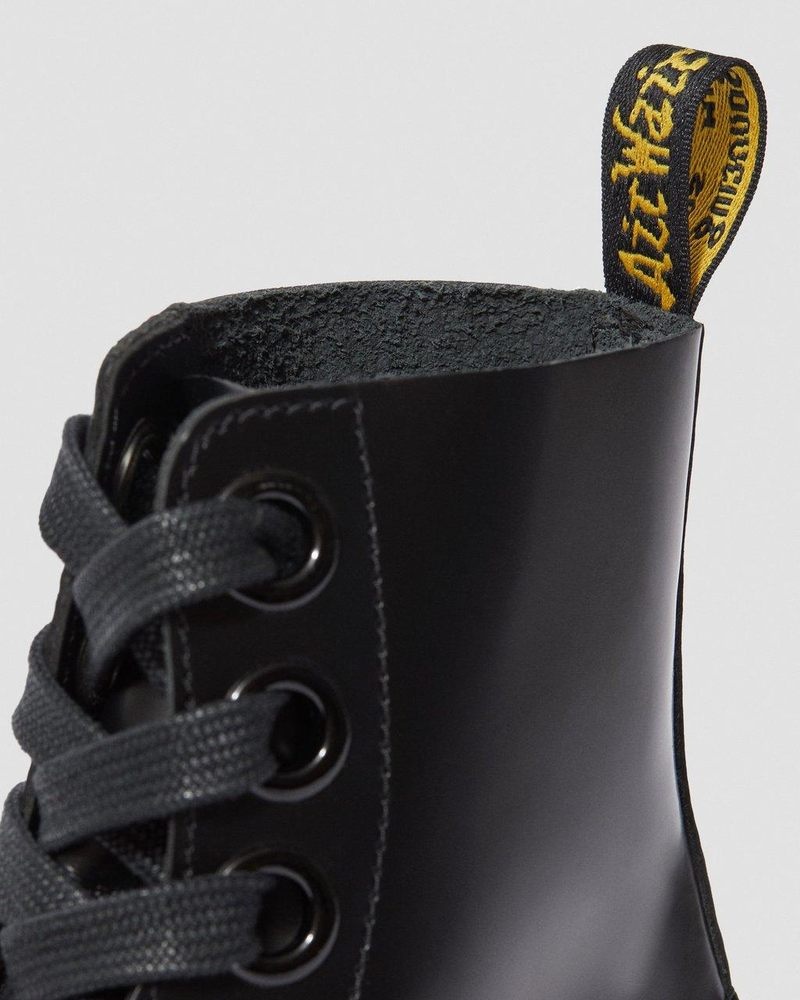 Botas de Plataforma Dr Martens Molly - Cuero Plataforma Boots (Buttero) Negras | ZN05-M8ER