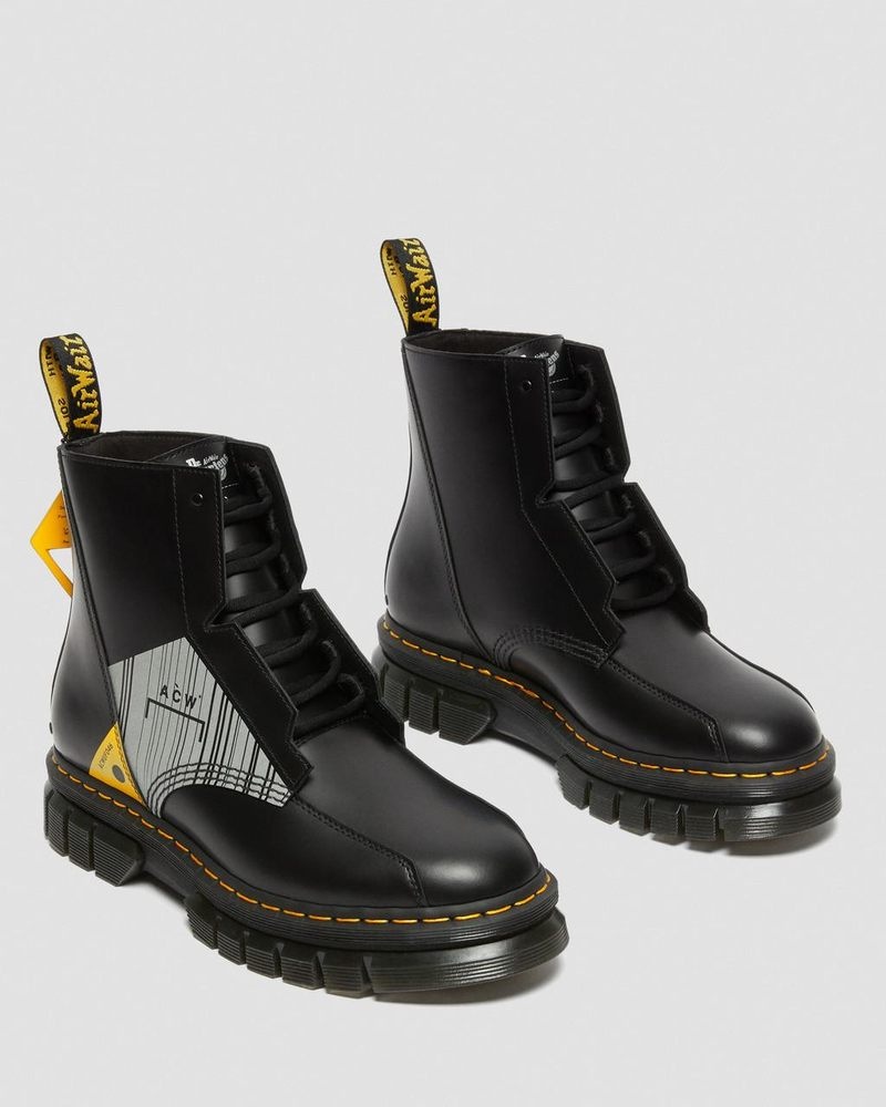 Botas de Plataforma Dr Martens Rikard A-Cold-Wall* Cuero Plataforma Boots (Smooth Cuero) Negras | JF40-M6HU