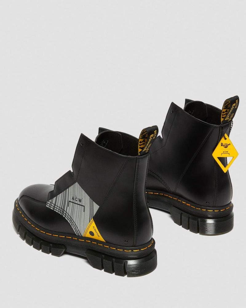 Botas de Plataforma Dr Martens Rikard A-Cold-Wall* Cuero Plataforma Boots (Smooth Cuero) Negras | JF40-M6HU