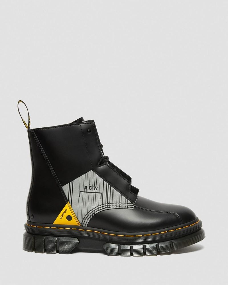 Botas de Plataforma Dr Martens Rikard A-Cold-Wall* Cuero Plataforma Boots (Smooth Cuero) Negras | JF40-M6HU