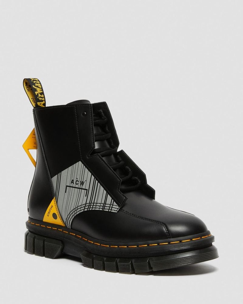 Botas de Plataforma Dr Martens Rikard A-Cold-Wall* Cuero Plataforma Boots (Smooth Cuero) Negras | JF40-M6HU