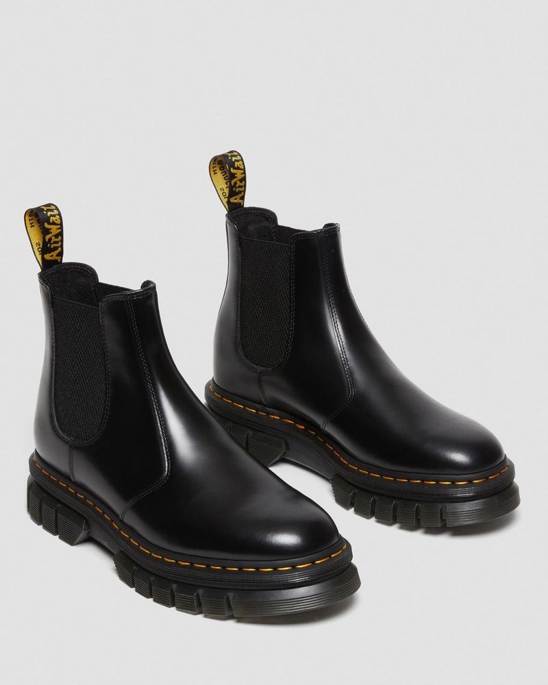 Botas de Plataforma Dr Martens Rikard Polished Smooth Cuero Chelsea Boots (Polished Smooth) Negras | MD47-O5PB