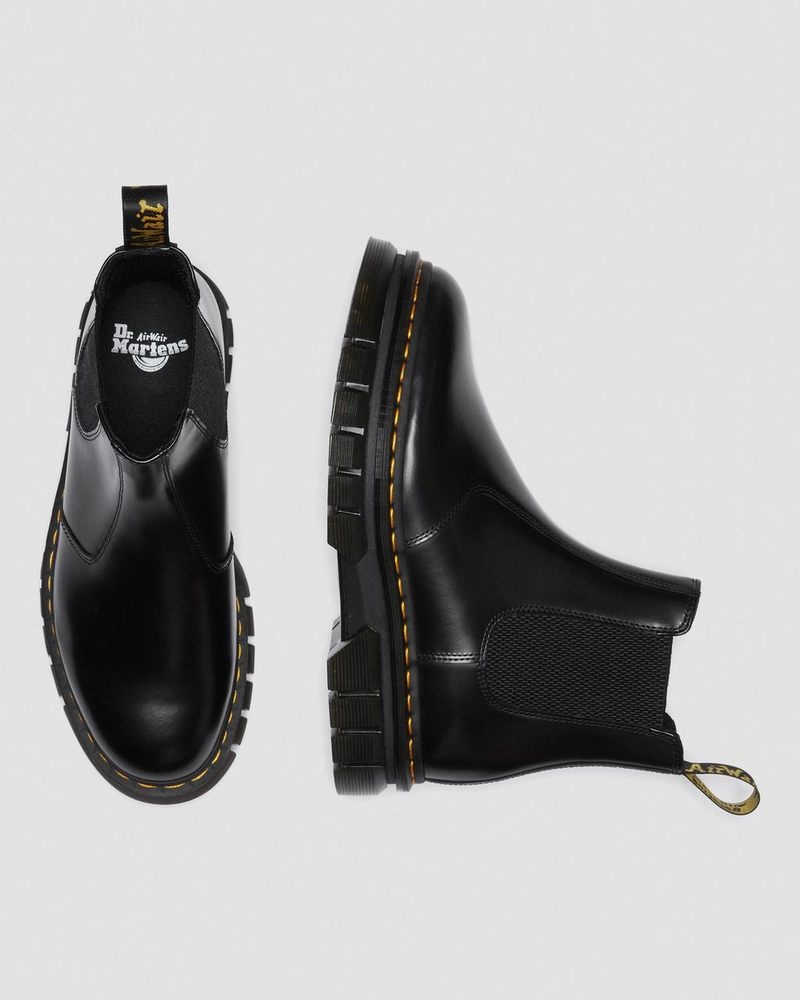 Botas de Plataforma Dr Martens Rikard Polished Smooth Cuero Chelsea Boots (Polished Smooth) Negras | MD47-O5PB