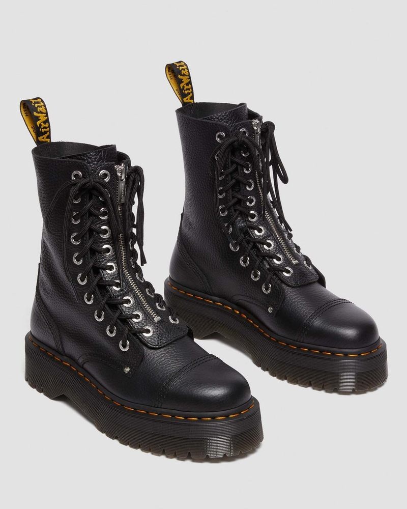 Botas de Plataforma Dr Martens Sinclair Hi Milled Nappa Cuero Plataforma Boots (Milled Nappa) Negras | QP22-X8OL