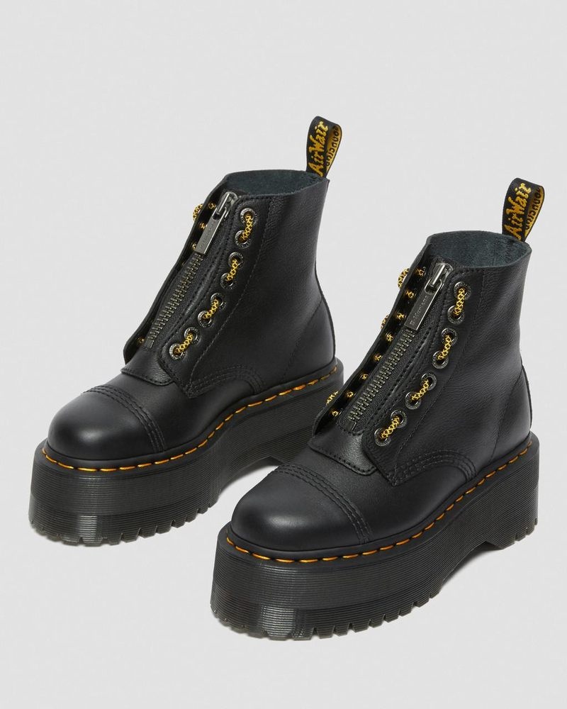 Botas de Plataforma Dr Martens Sinclair Max Pisa Cuero Plataforma Boots (Pisa) Negras | SN81-W5TK