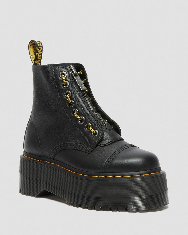 Botas de Plataforma Dr Martens Sinclair Max Pisa Cuero Plataforma Boots (Pisa) Negras | SN81-W5TK