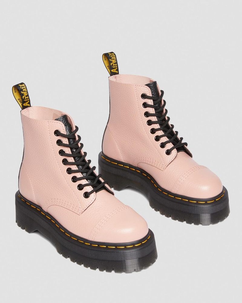 Botas de Plataforma Dr Martens Sinclair Milled Nappa Cuero Plataforma Boots (Milled Nappa) Beige | TK05-R0PZ