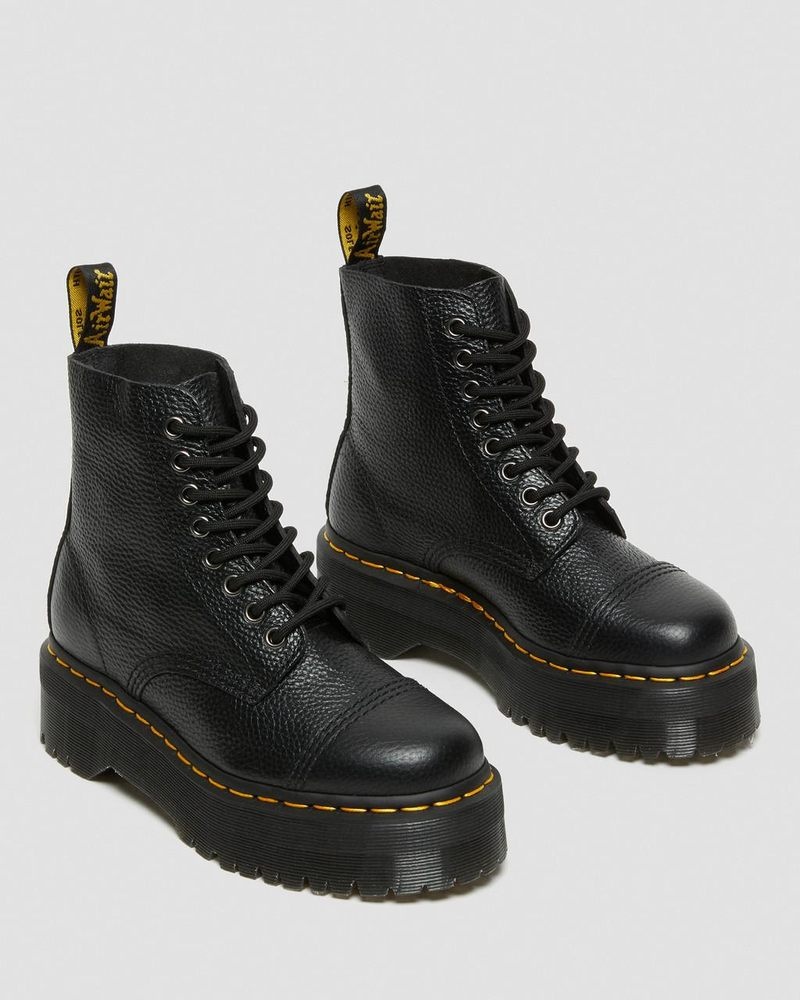 Botas de Plataforma Dr Martens Sinclair Milled Nappa Cuero Plataforma Boots (Milled Nappa) Negras | LZ14-A6OJ