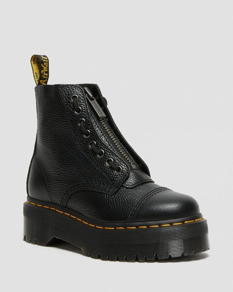 Botas de Plataforma Dr Martens Sinclair Milled Nappa Cuero Plataforma Boots (Milled Nappa) Negras | LZ14-A6OJ