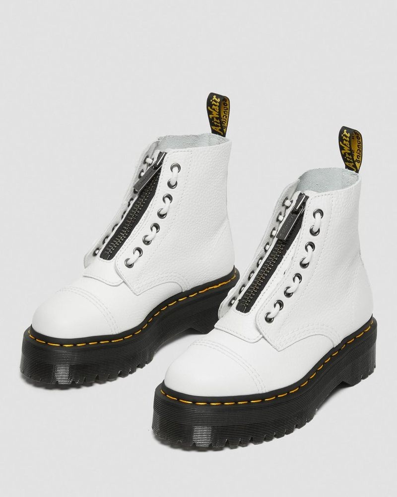 Botas de Plataforma Dr Martens Sinclair Milled Nappa Cuero Plataforma Boots (Milled Nappa) Blancas | NT79-T3GF