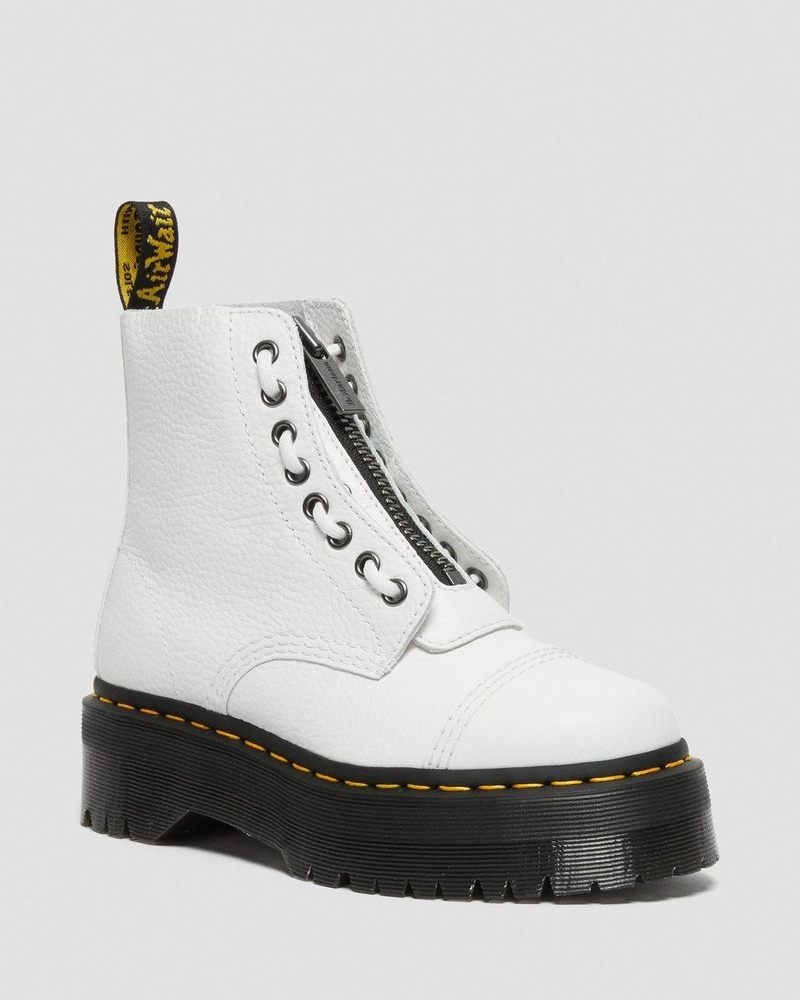 Botas de Plataforma Dr Martens Sinclair Milled Nappa Cuero Plataforma Boots (Milled Nappa) Blancas | NT79-T3GF