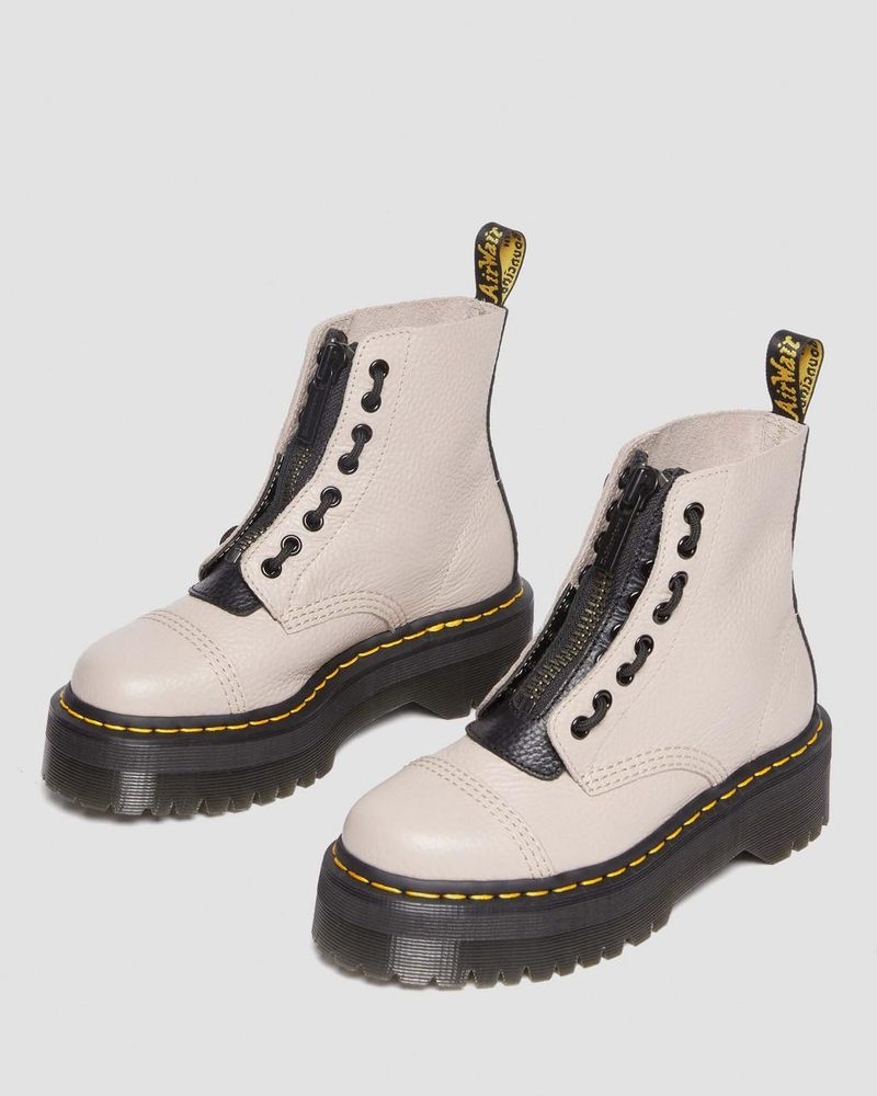 Botas de Plataforma Dr Martens Sinclair Milled Nappa Cuero Plataforma Boots (Milled Nappa) Vintage Taupe | UJ45-H4LC