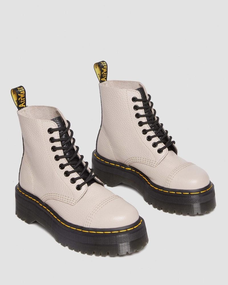 Botas de Plataforma Dr Martens Sinclair Milled Nappa Cuero Plataforma Boots (Milled Nappa) Vintage Taupe | UJ45-H4LC