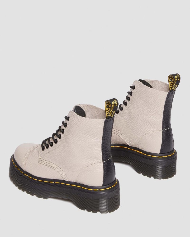 Botas de Plataforma Dr Martens Sinclair Milled Nappa Cuero Plataforma Boots (Milled Nappa) Vintage Taupe | UJ45-H4LC