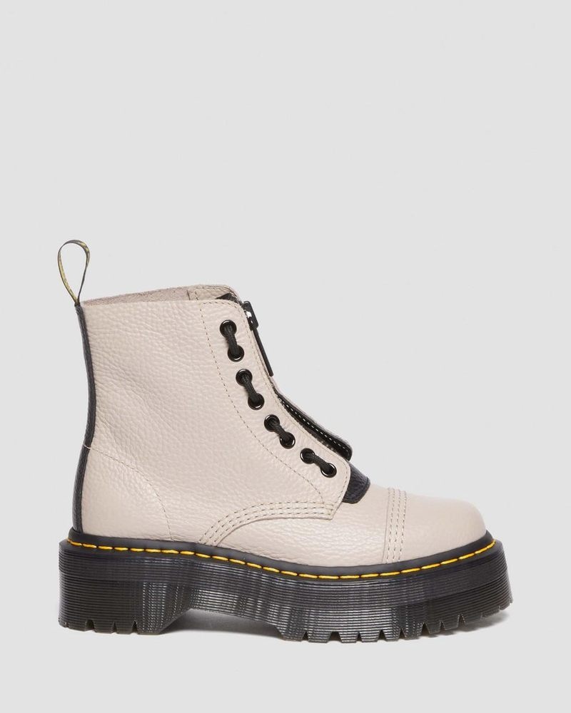 Botas de Plataforma Dr Martens Sinclair Milled Nappa Cuero Plataforma Boots (Milled Nappa) Vintage Taupe | UJ45-H4LC