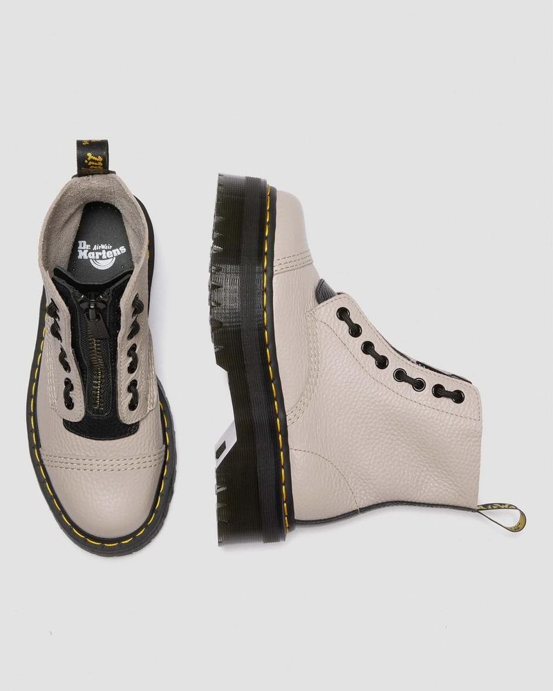 Botas de Plataforma Dr Martens Sinclair Milled Nappa Cuero Plataforma Boots (Milled Nappa) Vintage Taupe | UJ45-H4LC