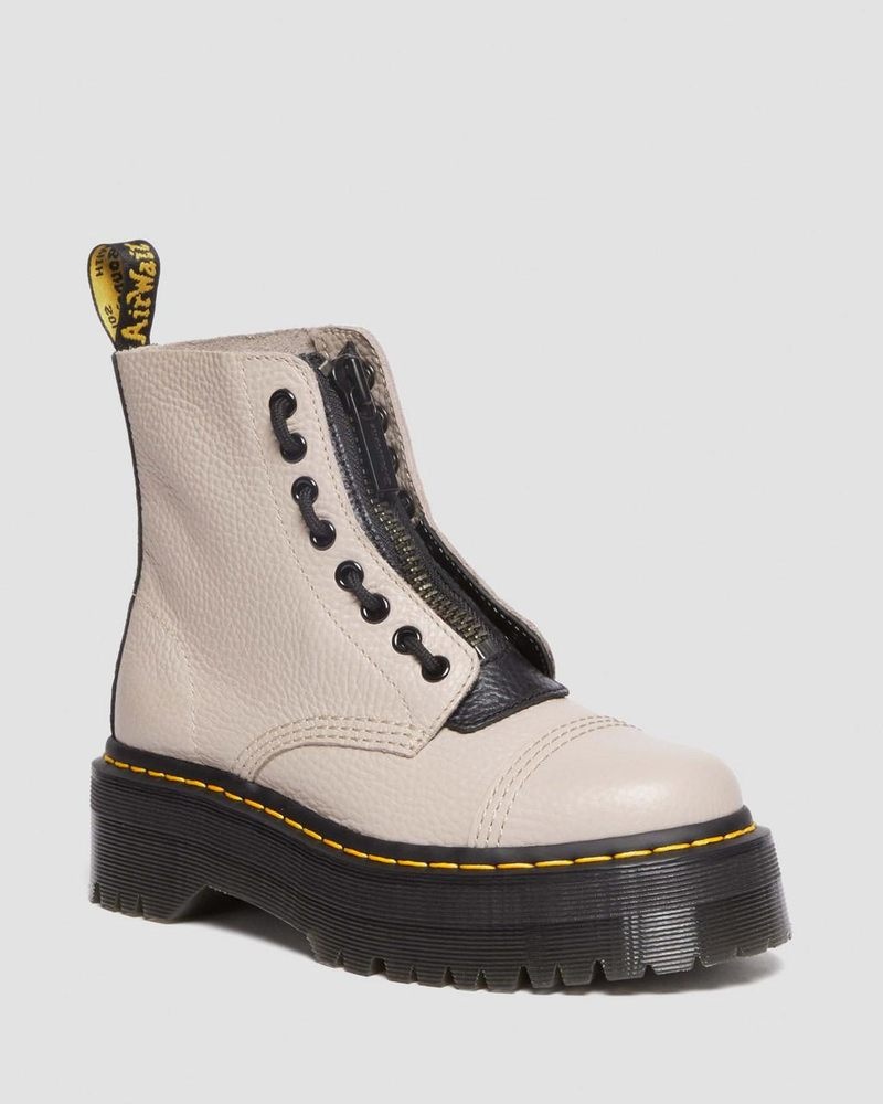 Botas de Plataforma Dr Martens Sinclair Milled Nappa Cuero Plataforma Boots (Milled Nappa) Vintage Taupe | UJ45-H4LC