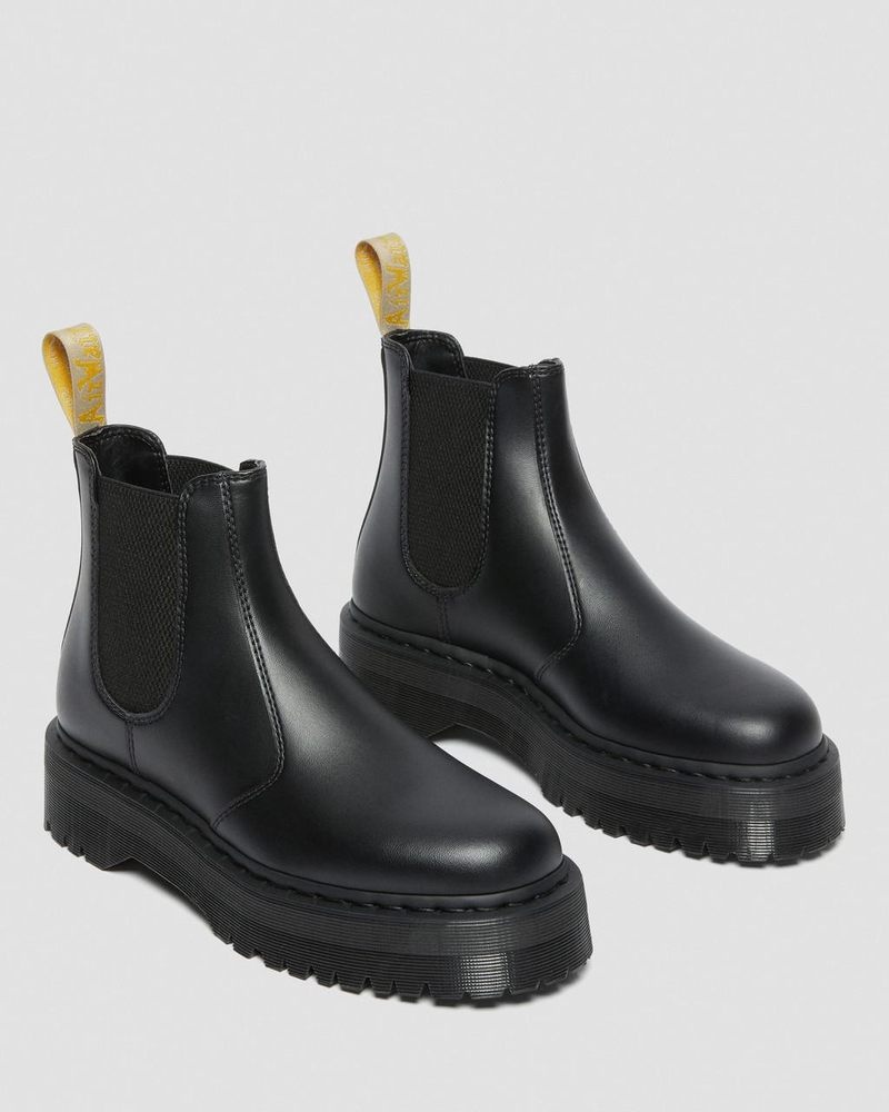 Botas de Plataforma Dr Martens Vegan 2976 Felix Plataforma Chelsea Boots (Felix Rub Off) Negras | FU57-E0DL