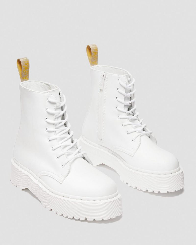 Botas de Plataforma Dr Martens Vegan Jadon II Boot Kemble Mono Platforms (Kemble) Blancas | VD55-J8QH