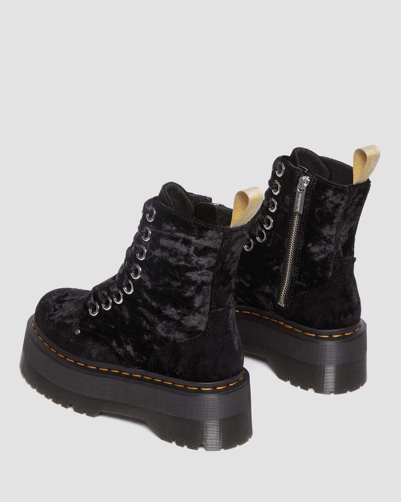 Botas de Plataforma Dr Martens Vegan Jadon Boot Max Crushed Velvet Platforms (Crushed Velvet) Negras | ZT46-M7FR