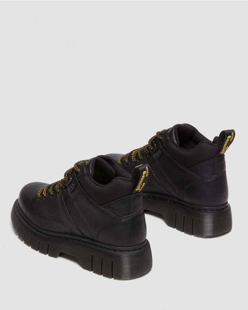 Botas de Plataforma Dr Martens Woodard Grizzly Cuero Low Casuales Boots (Grizzly) Negras | BS12-W4TI